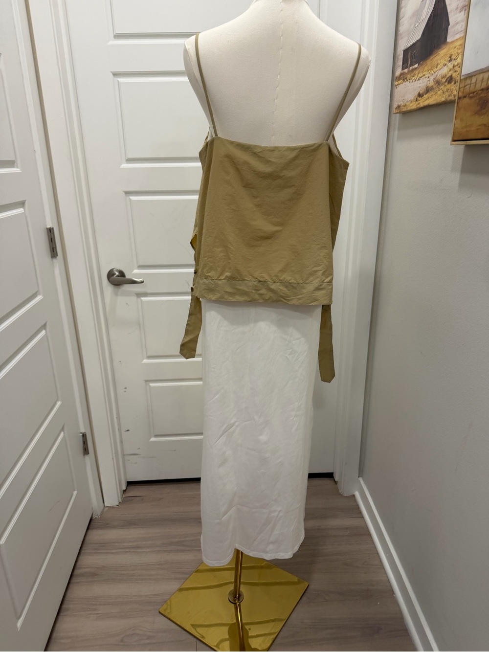 Light Tan Cami & White Midi Dress - Picture 4 of 7